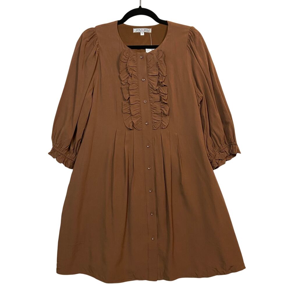Joy Joy Women's Brown Cottage Core Western Cowgirl Boho Dress New Size Medium